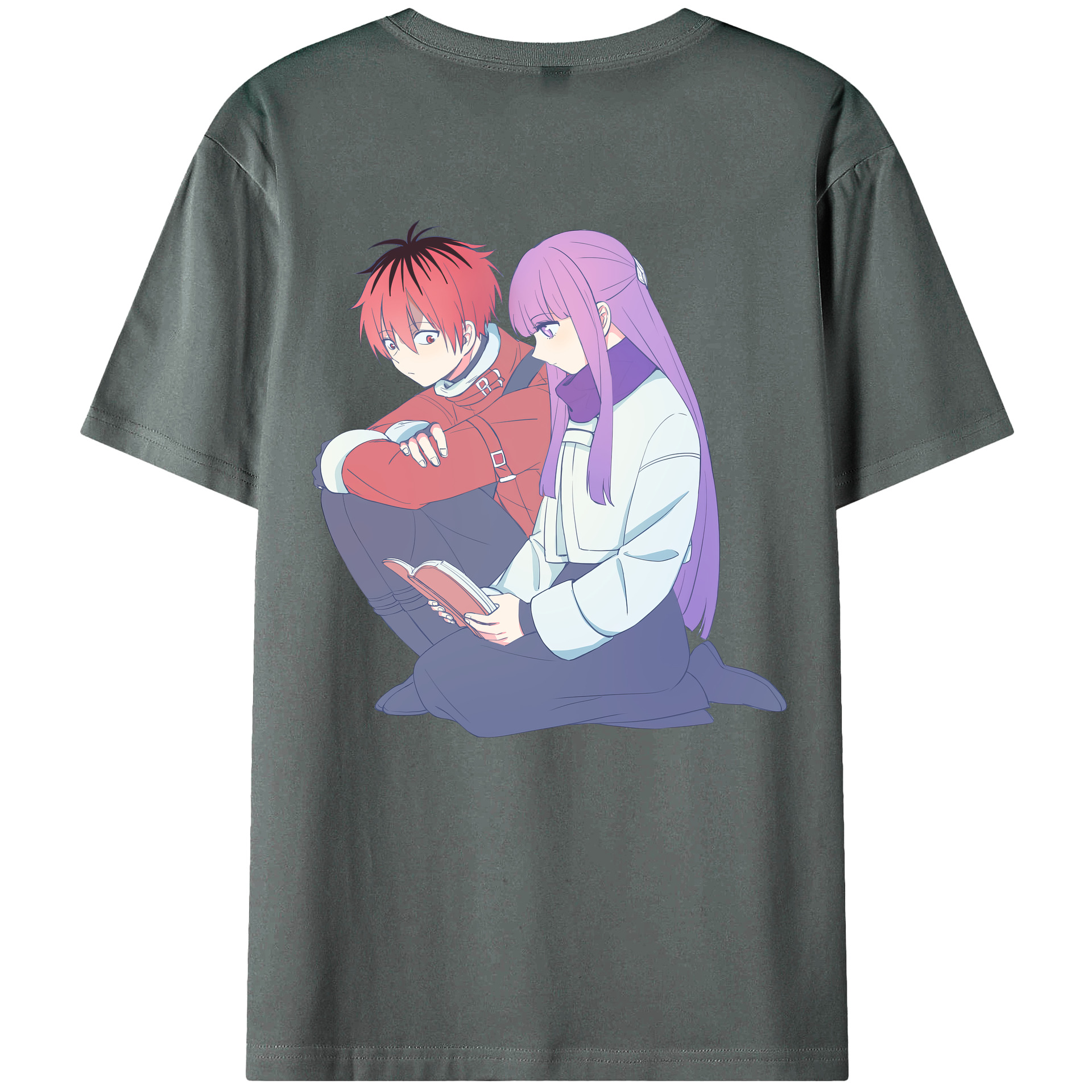 （画像用） 葬送のフリーレン Frieren 綿100％ メンズ半袖Tシャツ（バックプリント） 通気性